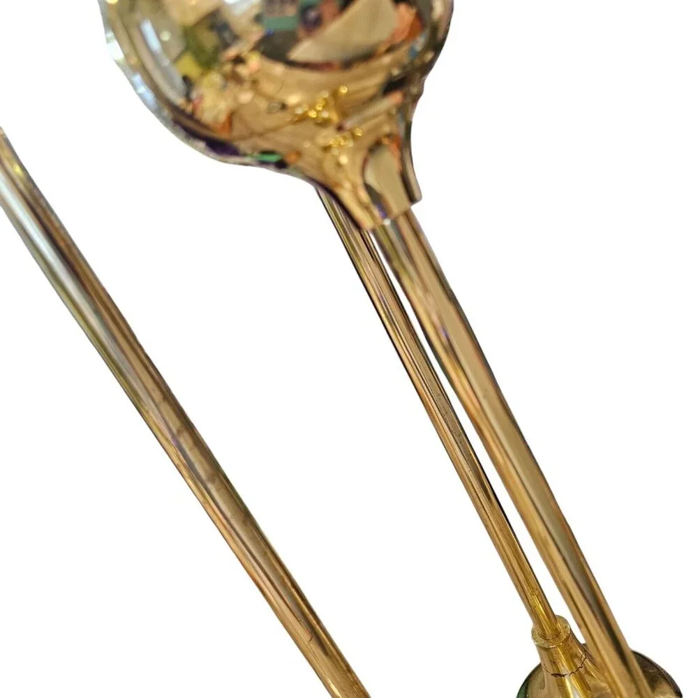 Vintage Gold Brass Tall Candle Sticks Set Of 3 Round Tulip Orb 22